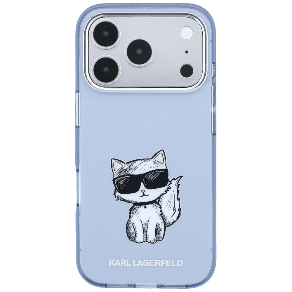 Husa MagSafe pentru Apple iPhone 18 Pro Max / 17 Pro Max, Karl Lagerfeld, IML Choupette Body Sketch Print, Albastra