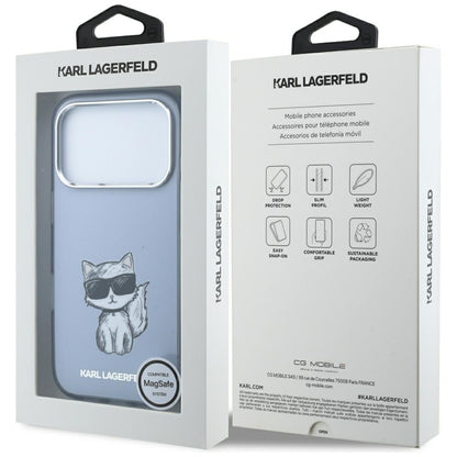 Husa MagSafe pentru Apple iPhone 18 Pro Max / 17 Pro Max, Karl Lagerfeld, IML Choupette Body Sketch Print, Albastra