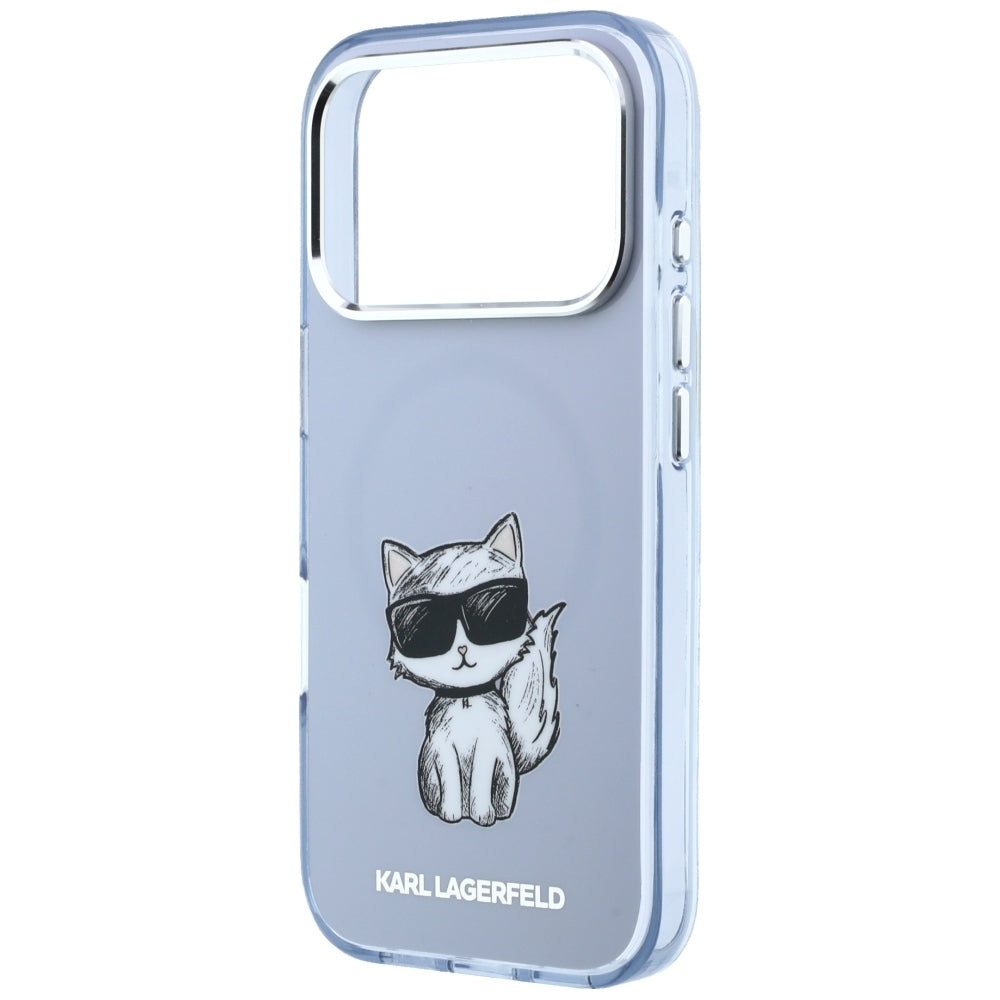 Husa MagSafe pentru Apple iPhone 18 Pro Max / 17 Pro Max, Karl Lagerfeld, IML Choupette Body Sketch Print, Albastra