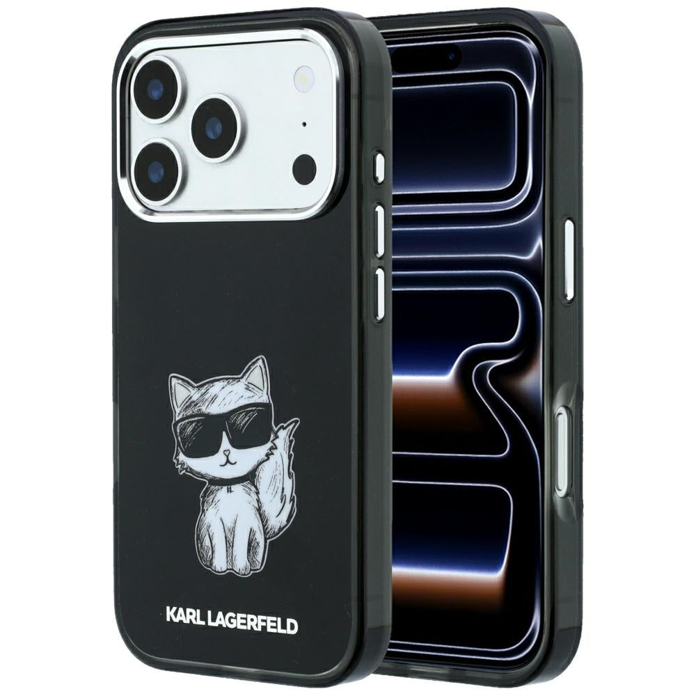 Husa MagSafe pentru Apple iPhone 18 Pro Max / 17 Pro Max, Karl Lagerfeld, IML Choupette Body Sketch Print, Neagra