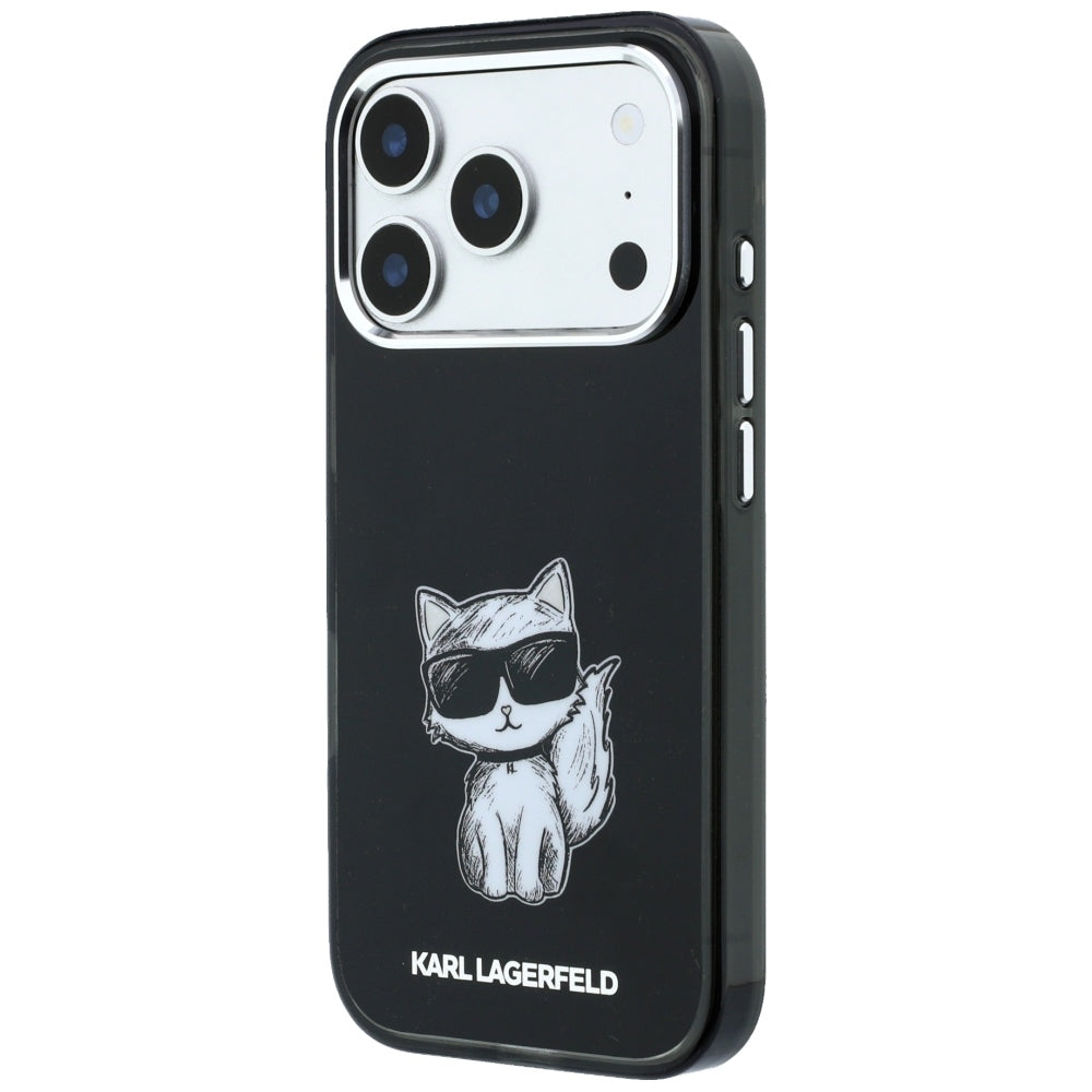 Husa MagSafe pentru Apple iPhone 18 Pro Max / 17 Pro Max, Karl Lagerfeld, IML Choupette Body Sketch Print, Neagra
