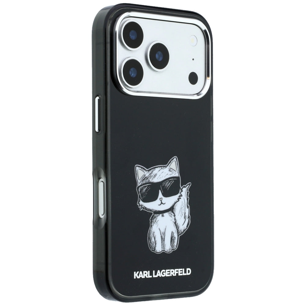 Husa MagSafe pentru Apple iPhone 18 Pro Max / 17 Pro Max, Karl Lagerfeld, IML Choupette Body Sketch Print, Neagra