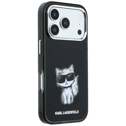 Husa MagSafe pentru Apple iPhone 18 Pro Max / 17 Pro Max, Karl Lagerfeld, IML Choupette Body Sketch Print, Neagra