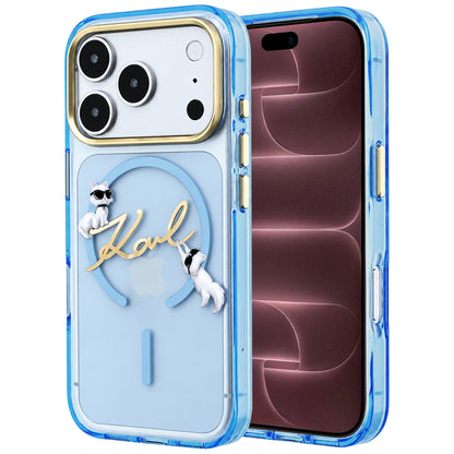 Husa MagSafe pentru Apple iPhone 18 Pro Max / 17 Pro Max, Karl Lagerfeld, IML Choupette Karl Script Logo, Bleu