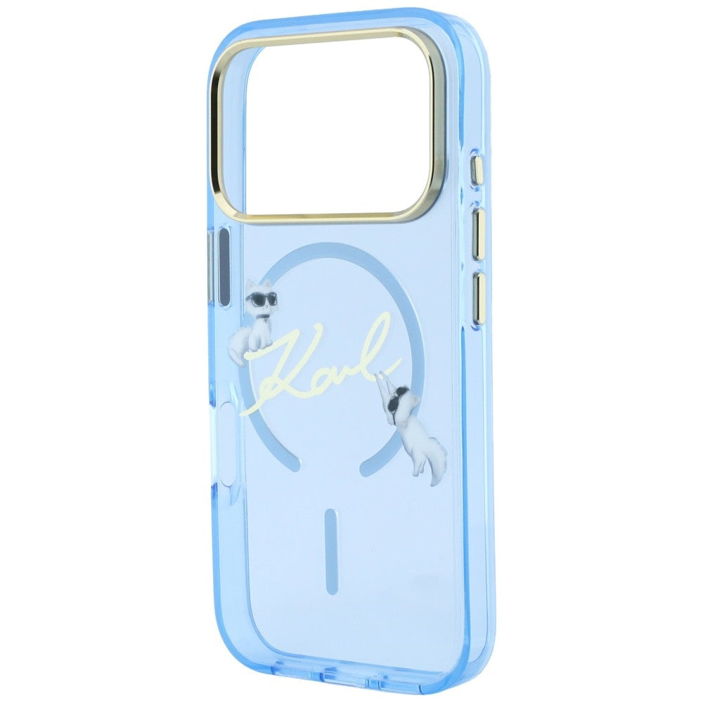 Husa MagSafe pentru Apple iPhone 18 Pro Max / 17 Pro Max, Karl Lagerfeld, IML Choupette Karl Script Logo, Bleu