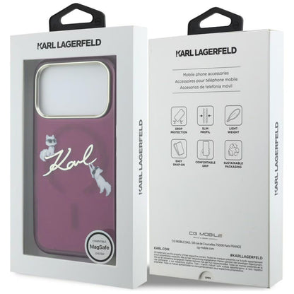Husa MagSafe pentru Apple iPhone 18 Pro Max / 17 Pro Max, Karl Lagerfeld, IML Choupette Karl Script Logo, Visinie