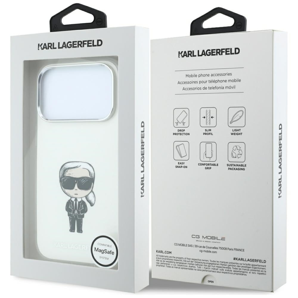 Husa MagSafe pentru Apple iPhone 18 Pro Max / 17 Pro Max, Karl Lagerfeld, IML Ikonik Sketch Print, Bej