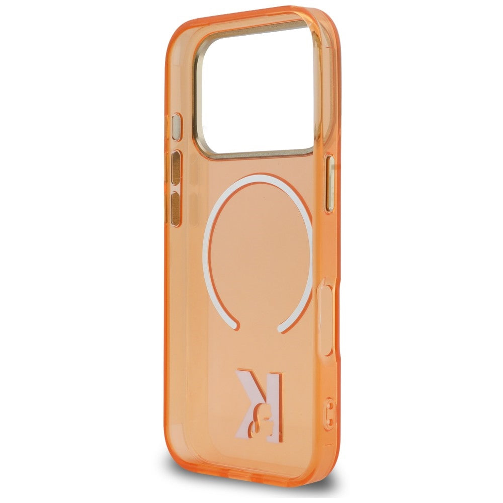 Husa MagSafe pentru Apple iPhone 18 Pro Max / 17 Pro Max, Karl Lagerfeld, IML Karl Head Logo, Portocalie