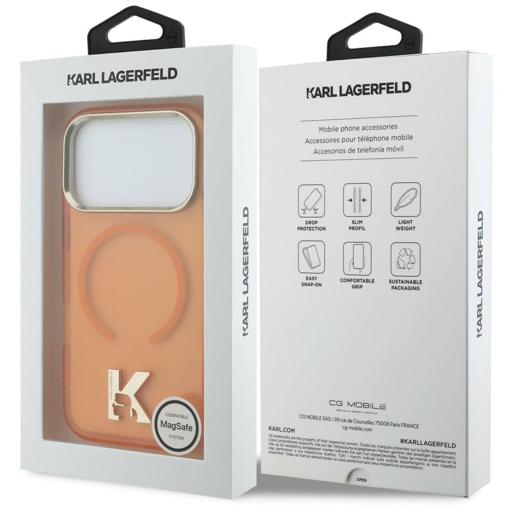 Husa MagSafe pentru Apple iPhone 18 Pro Max / 17 Pro Max, Karl Lagerfeld, IML Karl Head Logo, Portocalie