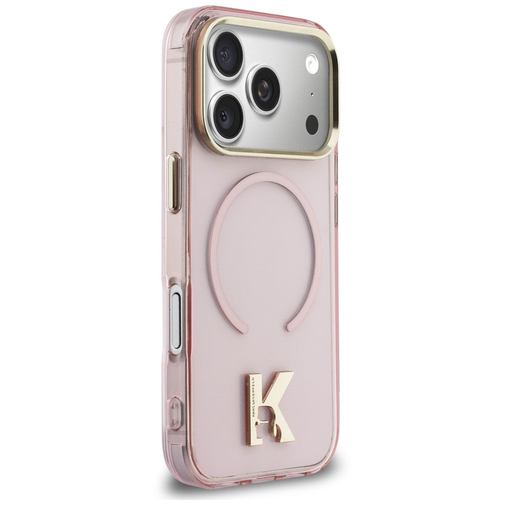 Husa MagSafe pentru Apple iPhone 18 Pro Max / 17 Pro Max, Karl Lagerfeld, IML Karl Head Logo, Roz