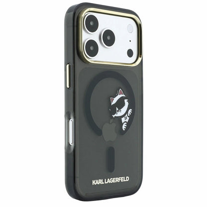 Husa MagSafe pentru Apple iPhone 18 Pro Max / 17 Pro Max, Karl Lagerfeld, IML Peekaboo Print and Metal Frame, Neagra