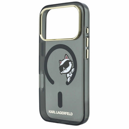 Husa MagSafe pentru Apple iPhone 18 Pro Max / 17 Pro Max, Karl Lagerfeld, IML Peekaboo Print and Metal Frame, Neagra