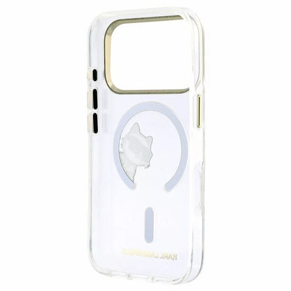 Husa MagSafe pentru Apple iPhone 18 Pro Max / 17 Pro Max, Karl Lagerfeld, IML Peekaboo Print and Metal Frame, Transparenta