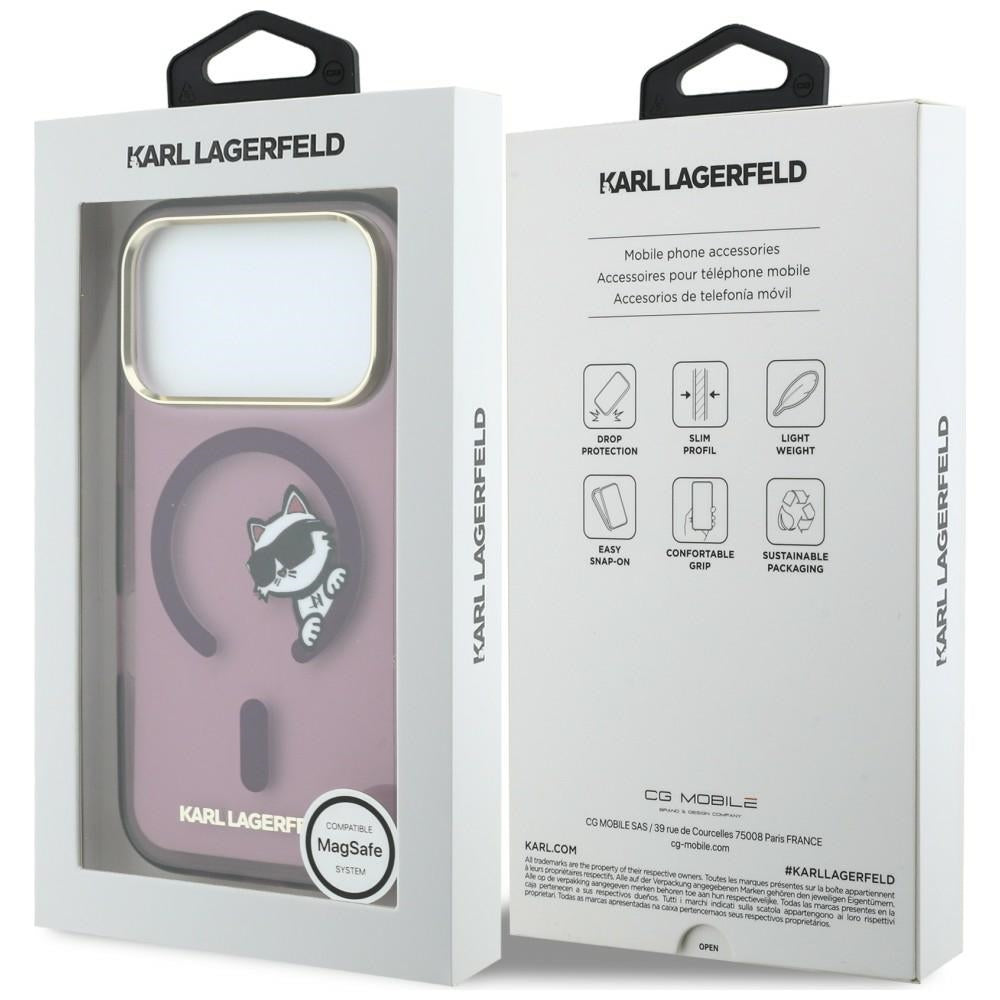Husa MagSafe pentru Apple iPhone 18 Pro Max / 17 Pro Max, Karl Lagerfeld, IML Peekaboo Print and Metal Frame, Visinie