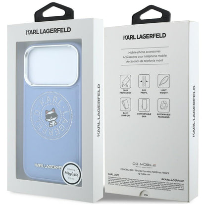 Husa MagSafe pentru Apple iPhone 18 Pro Max / 17 Pro Max, Karl Lagerfeld, Point and Choupette Sketch, Bleu