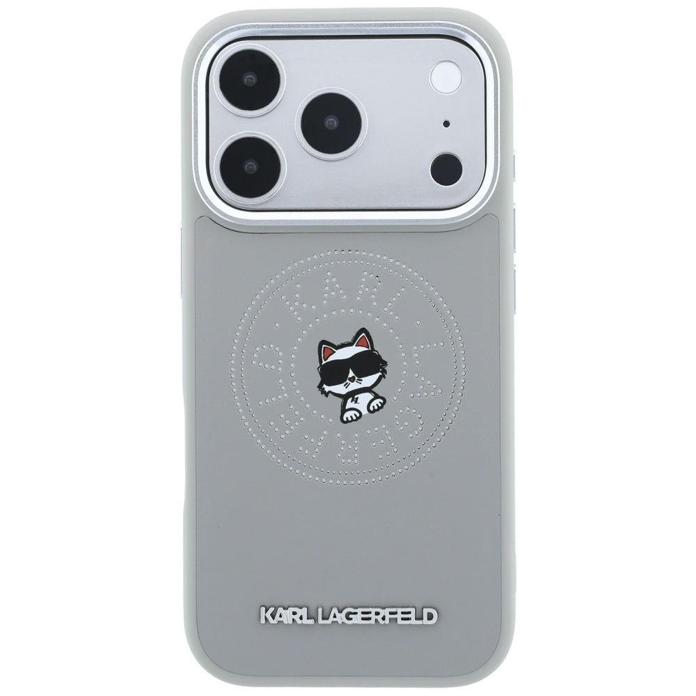 Husa MagSafe pentru Apple iPhone 18 Pro Max / 17 Pro Max, Karl Lagerfeld, Point and Choupette Sketch, Gri