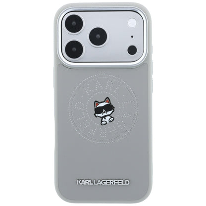 Husa MagSafe pentru Apple iPhone 18 Pro Max / 17 Pro Max, Karl Lagerfeld, Point and Choupette Sketch, Gri