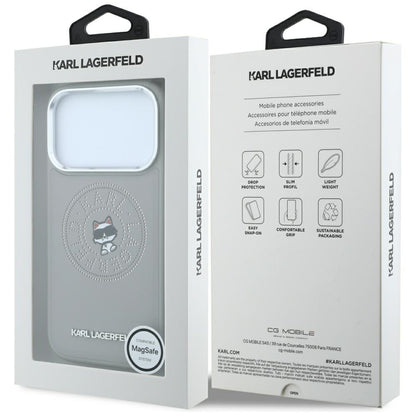 Husa MagSafe pentru Apple iPhone 18 Pro Max / 17 Pro Max, Karl Lagerfeld, Point and Choupette Sketch, Gri