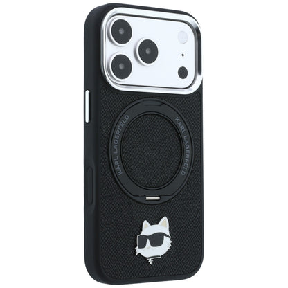 Husa MagSafe pentru Apple iPhone 18 Pro Max / 17 Pro Max, Karl Lagerfeld, Ring Stand 360 Choupette Pin, Neagra