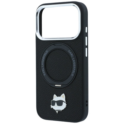 Husa MagSafe pentru Apple iPhone 18 Pro Max / 17 Pro Max, Karl Lagerfeld, Ring Stand 360 Choupette Pin, Neagra