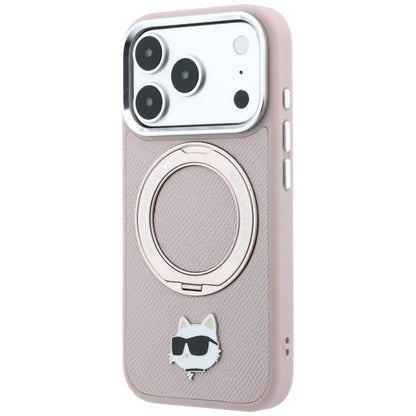 Husa MagSafe pentru Apple iPhone 18 Pro Max / 17 Pro Max, Karl Lagerfeld, Ring Stand 360 Choupette Pin, Roz