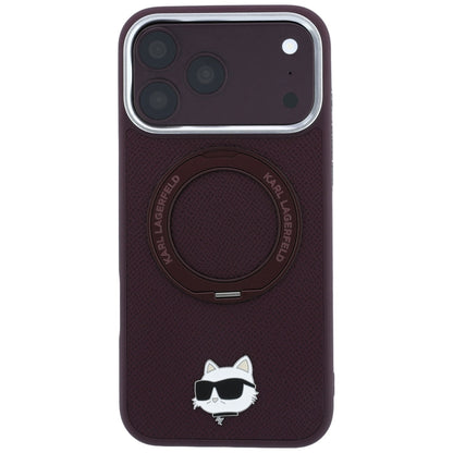 Husa MagSafe pentru Apple iPhone 18 Pro Max / 17 Pro Max, Karl Lagerfeld,  Saffiano Ring Stand 360 Choupette Pin, Visinie