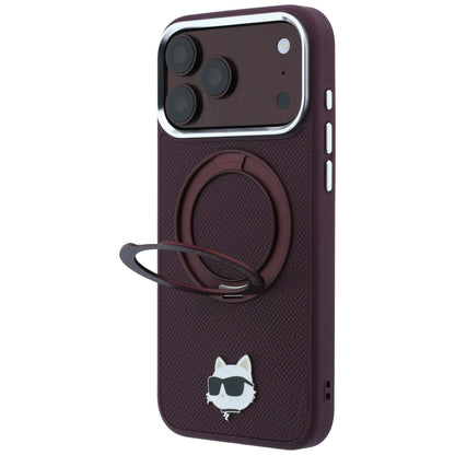 Husa MagSafe pentru Apple iPhone 18 Pro Max / 17 Pro Max, Karl Lagerfeld,  Saffiano Ring Stand 360 Choupette Pin, Visinie