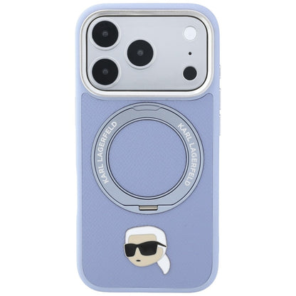 Husa MagSafe pentru Apple iPhone 18 Pro Max / 17 Pro Max, Karl Lagerfeld, Ring Stand 360 Karl Pin, Bleu