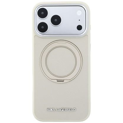 Husa MagSafe pentru Apple iPhone 18 Pro Max / 17 Pro Max, Karl Lagerfeld, Ring Stand 360 Saffiano, Bej