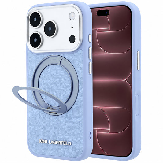 Husa MagSafe pentru Apple iPhone 18 Pro Max / 17 Pro Max, Karl Lagerfeld, Ring Stand 360 Saffiano, Bleu