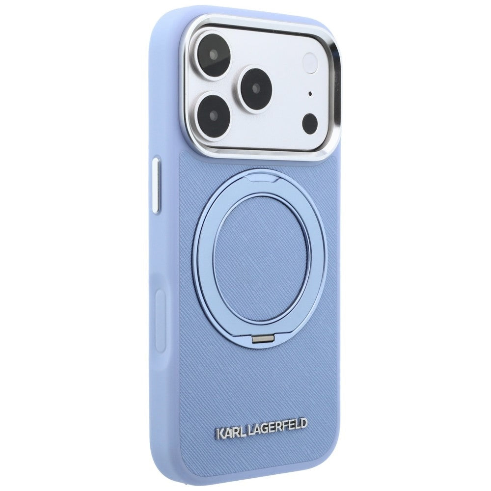 Husa MagSafe pentru Apple iPhone 18 Pro Max / 17 Pro Max, Karl Lagerfeld, Ring Stand 360 Saffiano, Bleu