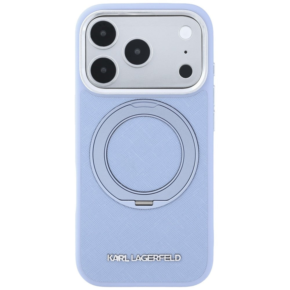 Husa MagSafe pentru Apple iPhone 18 Pro Max / 17 Pro Max, Karl Lagerfeld, Ring Stand 360 Saffiano, Bleu