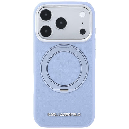 Husa MagSafe pentru Apple iPhone 18 Pro Max / 17 Pro Max, Karl Lagerfeld, Ring Stand 360 Saffiano, Bleu