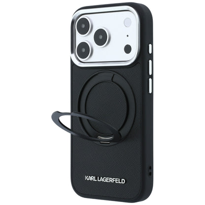 Husa MagSafe pentru Apple iPhone 18 Pro Max / 17 Pro Max, Karl Lagerfeld, Ring Stand 360 Saffiano, Neagra