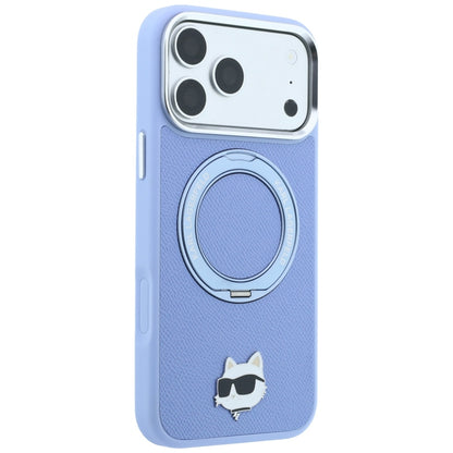Husa MagSafe pentru Apple iPhone 18 Pro Max / 17 Pro Max, Karl Lagerfeld, Saffiano Ring Stand 360 Choupette Pin, Bleu