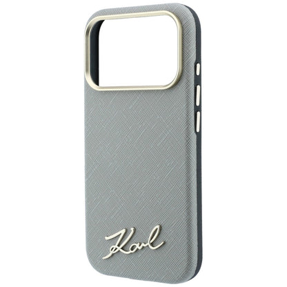 Husa MagSafe pentru Apple iPhone 18 Pro Max / 17 Pro Max, Karl Lagerfeld, Saffiano Small Script Metal Logo, Bej