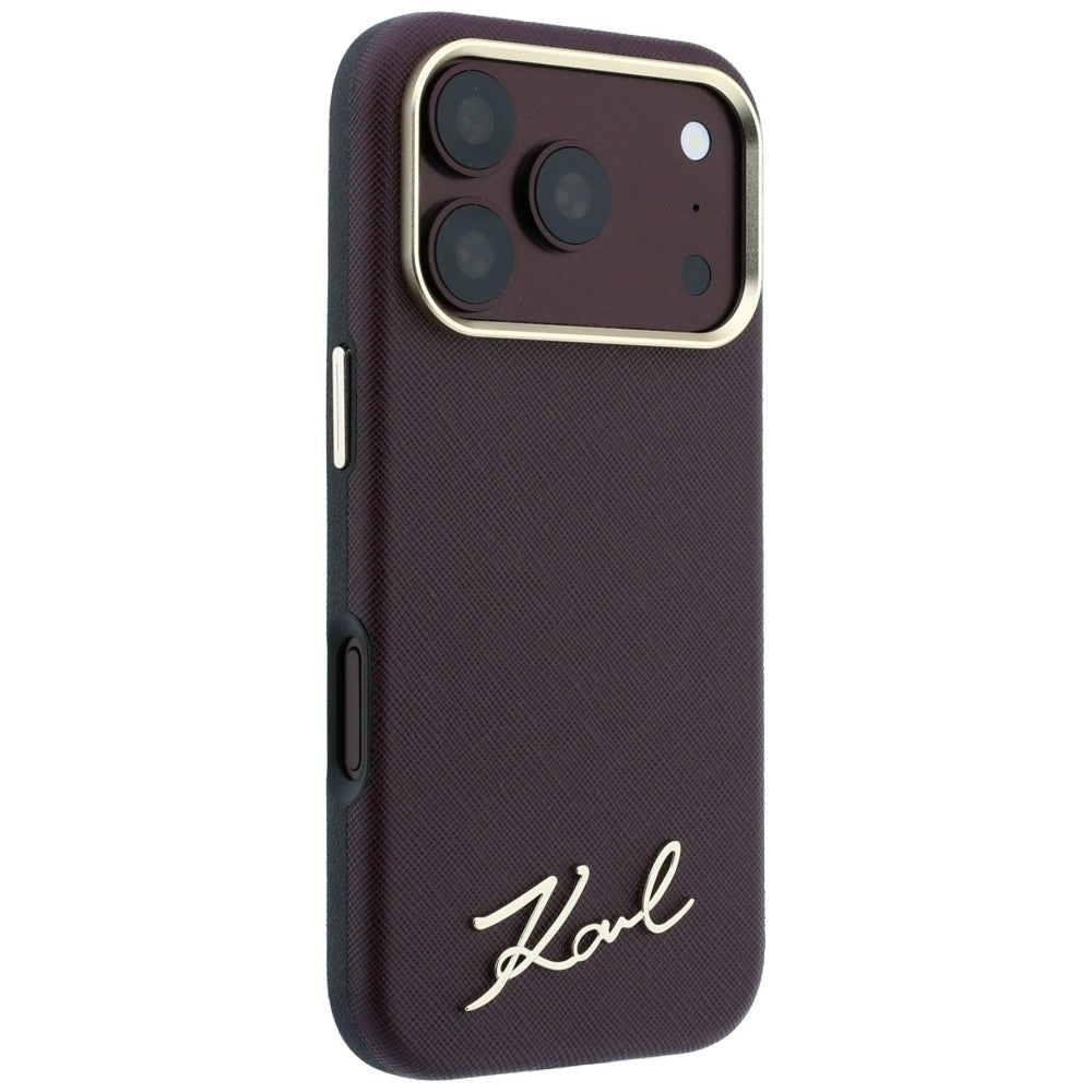 Husa MagSafe pentru Apple iPhone 18 Pro Max / 17 Pro Max, Karl Lagerfeld, Saffiano Small Script Metal Logo, Visinie