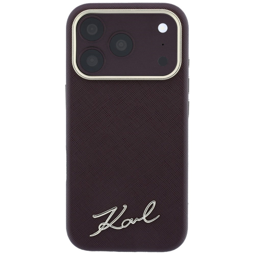 Husa MagSafe pentru Apple iPhone 18 Pro Max / 17 Pro Max, Karl Lagerfeld, Saffiano Small Script Metal Logo, Visinie