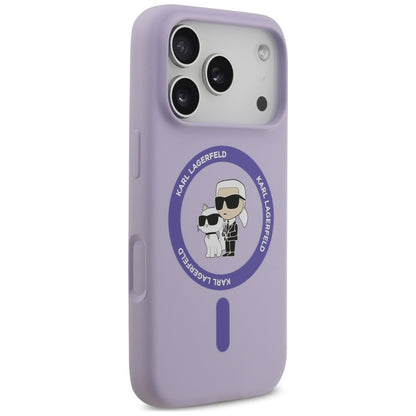 Husa MagSafe pentru Apple iPhone 18 Pro Max / 17 Pro Max, Karl Lagerfeld, Silicone Ring Karl & Choupette, Mov