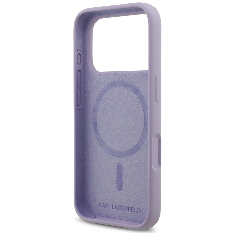 Husa MagSafe pentru Apple iPhone 18 Pro Max / 17 Pro Max, Karl Lagerfeld, Silicone Ring Karl & Choupette, Mov