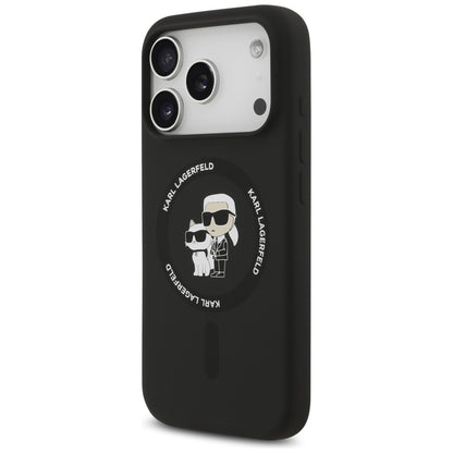 Husa MagSafe pentru Apple iPhone 18 Pro Max / 17 Pro Max, Karl Lagerfeld, Silicone Ring Karl & Choupette, Neagra