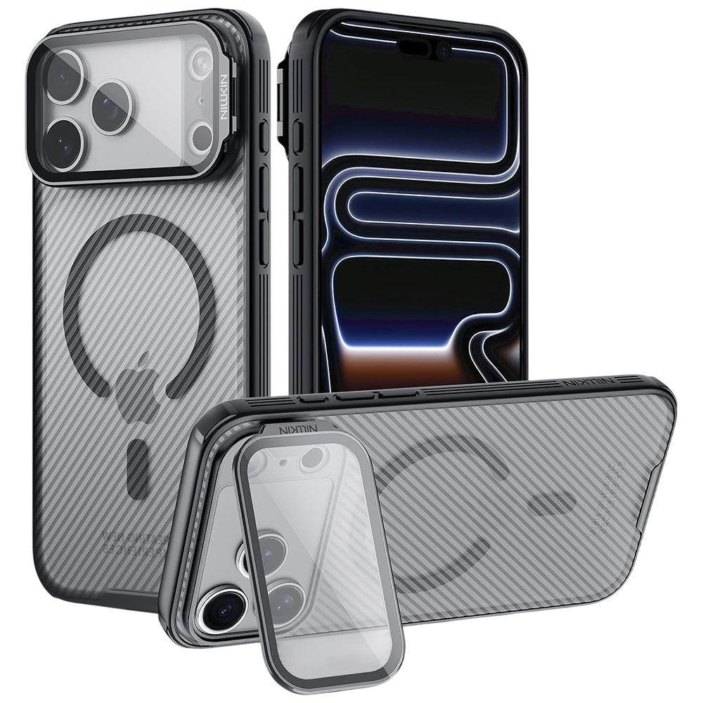 Husa MagSafe pentru Apple iPhone 18 Pro Max / 17 Pro Max, Nillkin, CamShield Prop, Neagra Transparenta