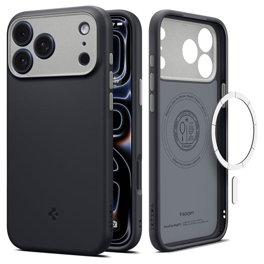 Husa MagSafe pentru Apple iPhone 18 Pro Max / 17 Pro Max, Spigen, Caseology Nano Pop, Neagra ACS12142