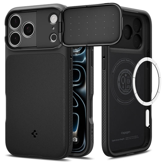 Husa MagSafe pentru Apple iPhone 18 Pro Max / 17 Pro Max, Spigen, Optik Armor, Neagra ACS09900