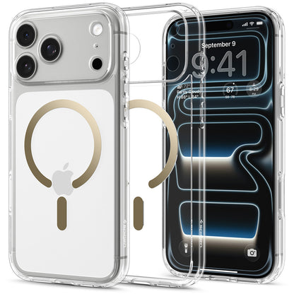 Husa MagSafe pentru Apple iPhone 18 Pro Max / 17 Pro Max, Spigen, Ultra Hybrid, Aurie Transparenta ACS12120