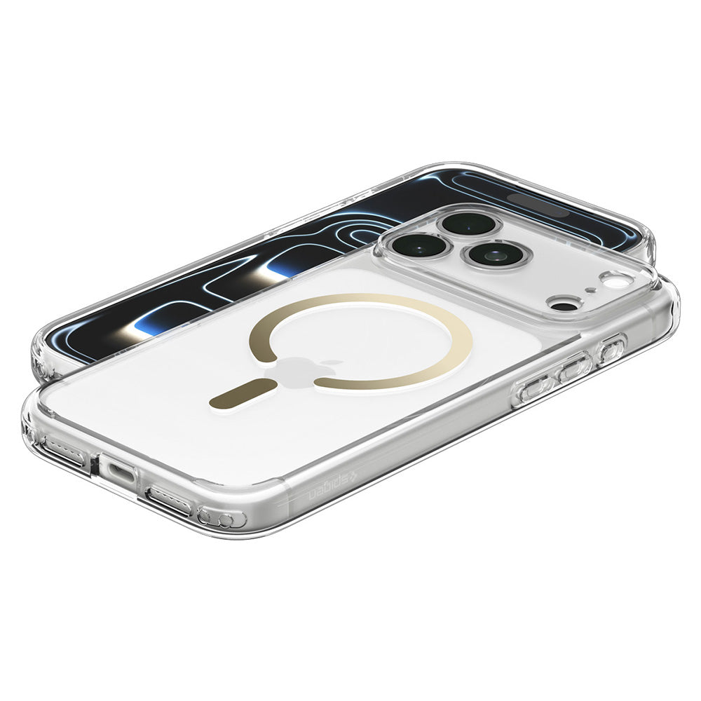 Husa MagSafe pentru Apple iPhone 18 Pro Max / 17 Pro Max, Spigen, Ultra Hybrid, Aurie Transparenta ACS12120