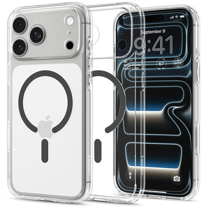 Husa MagSafe pentru Apple iPhone 18 Pro Max / 17 Pro Max, Spigen, Ultra Hybrid, Gri Transparenta ACS12119