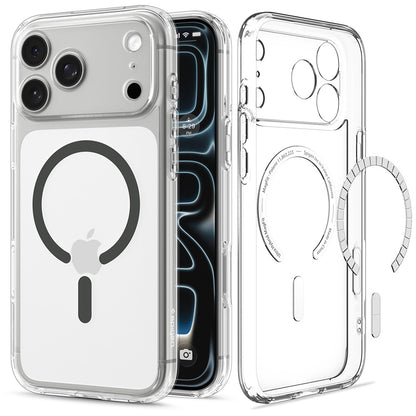 Husa MagSafe pentru Apple iPhone 18 Pro Max / 17 Pro Max, Spigen, Ultra Hybrid, Gri Transparenta ACS12119