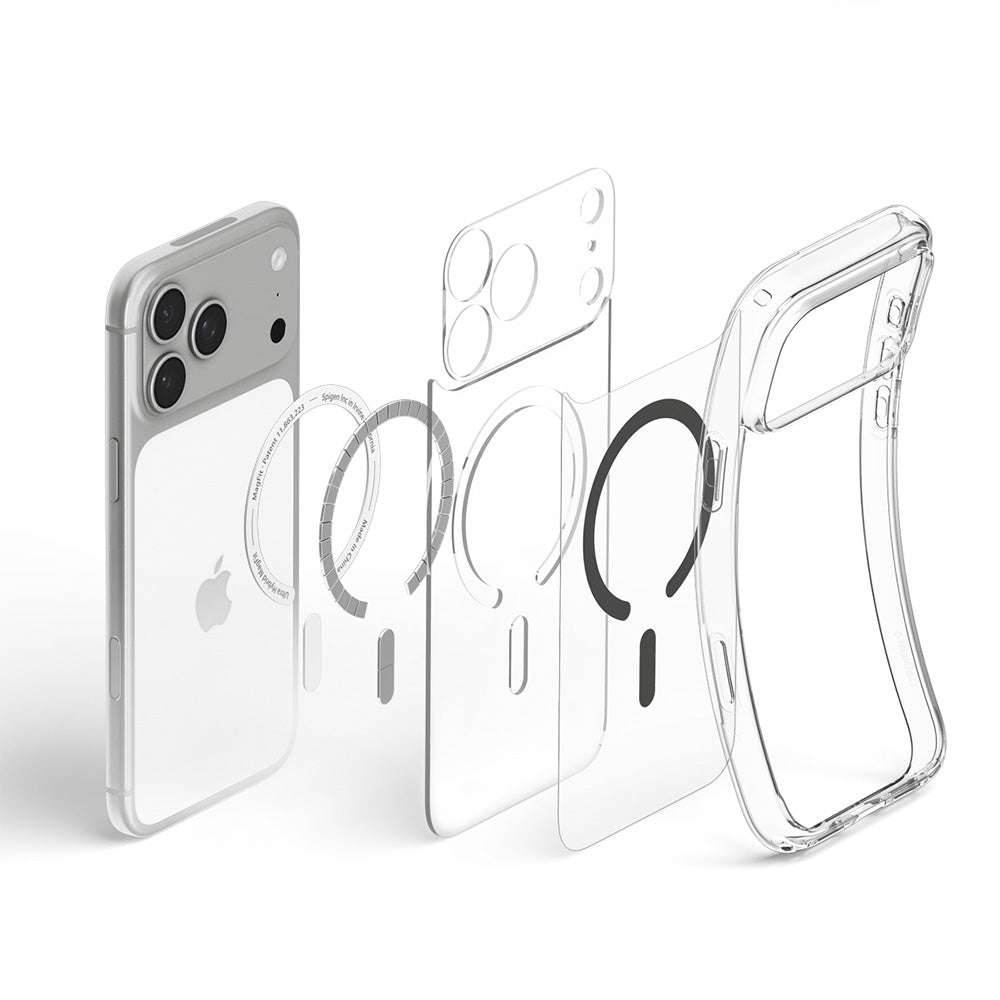 Husa MagSafe pentru Apple iPhone 18 Pro Max / 17 Pro Max, Spigen, Ultra Hybrid, Gri Transparenta ACS12119