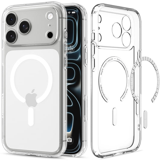Husa MagSafe pentru Apple iPhone 18 Pro Max / 17 Pro Max, Spigen, Ultra Hybrid, Transparenta Alba ACS12118